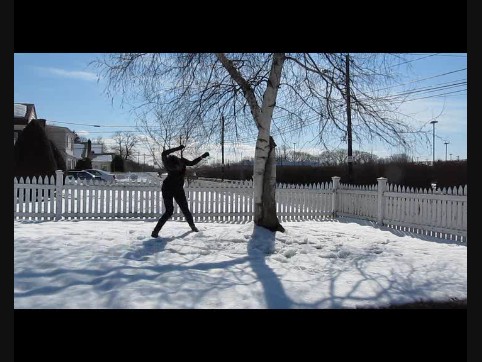 A still from Snow covered lawn by Jessica Muise's of Intimations Dance. 