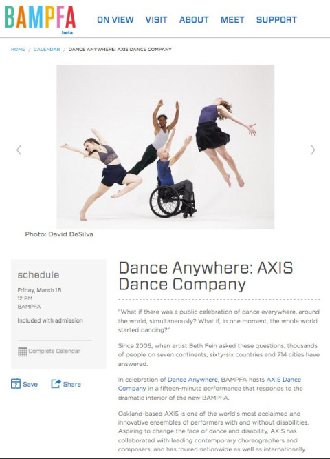 BAMPFA hosts Axis Dance for dance anywhere® 2016.